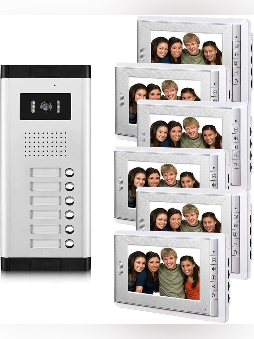 AMOCAM Apartment Video Intercom System, 6 Units Household Video Doorbell